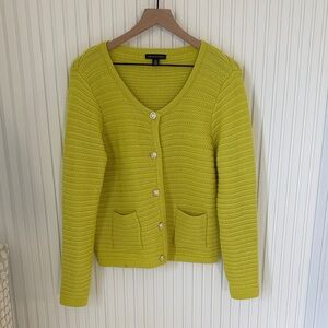 Saks Fiftg Avenue Women's Lime Green Cardigan Sweater Small